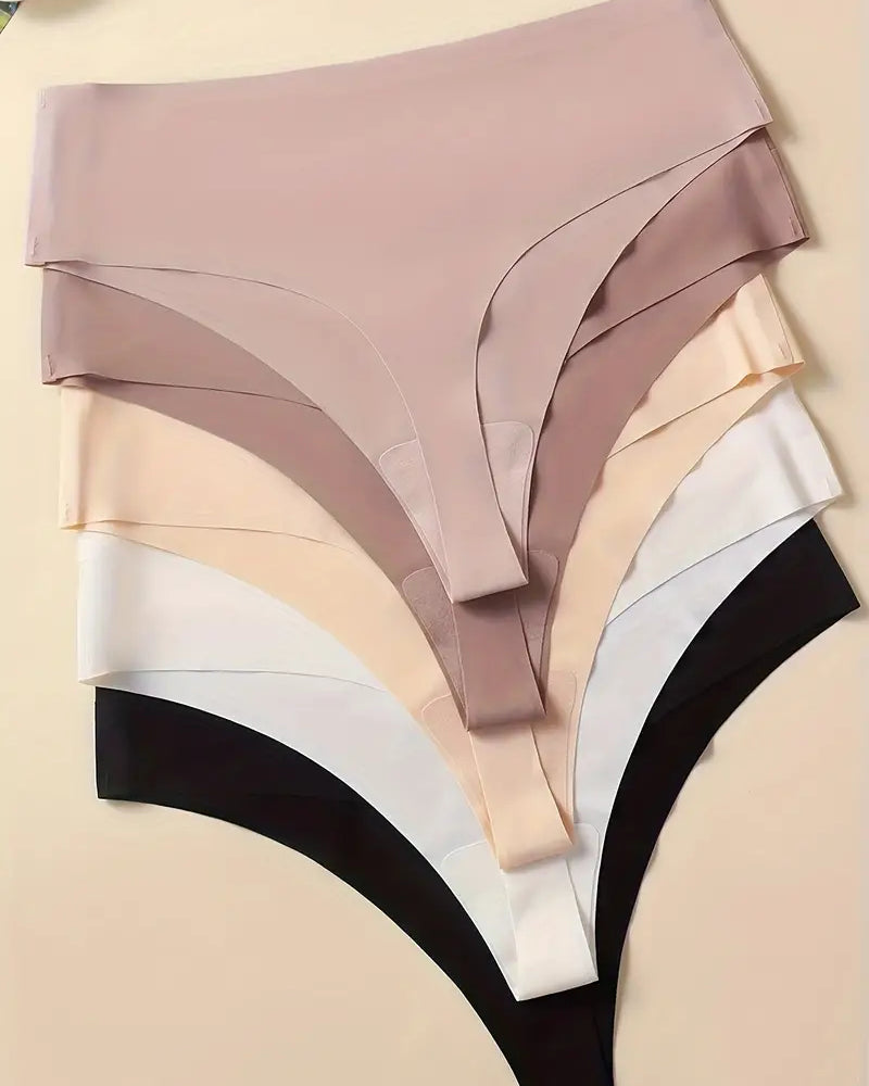 5 units Pack - Seamless Ice Silk Thong – Mid-Rise, Sexy & Minimalist