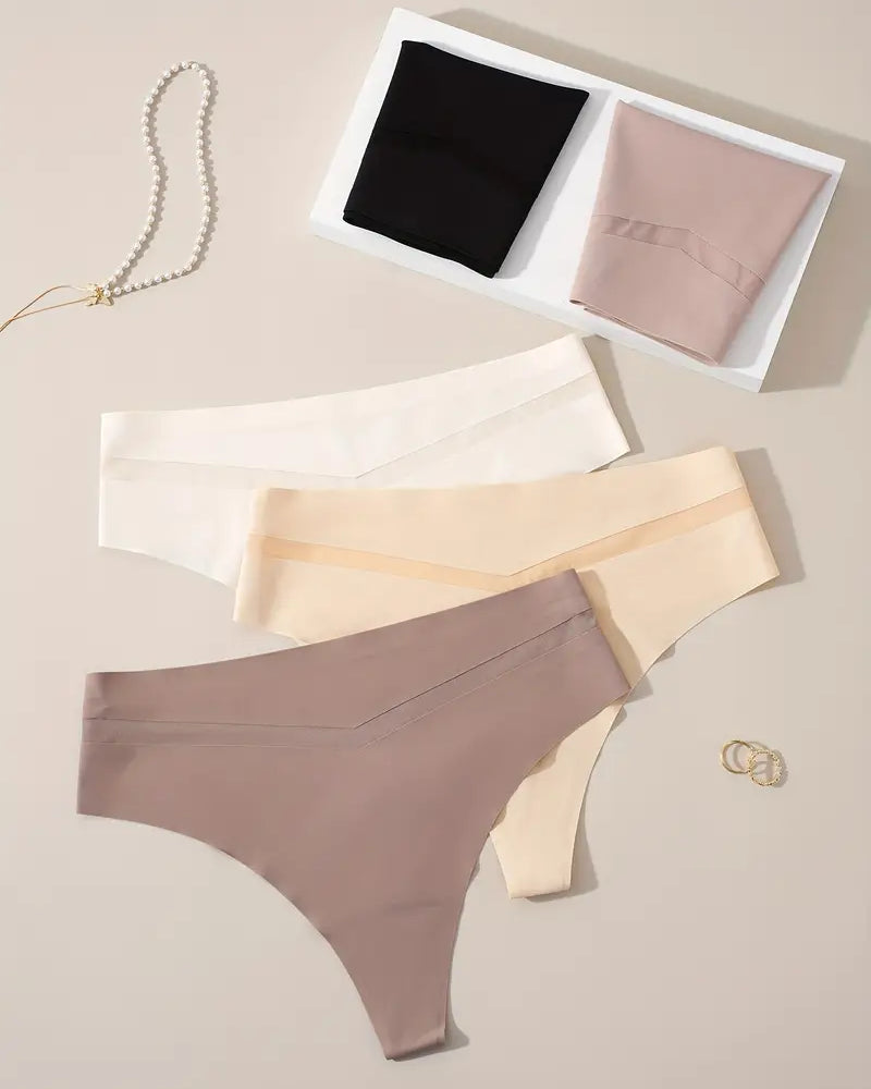 5 units Pack - Seamless Ice Silk Thong – Mid-Rise, Sexy & Minimalist