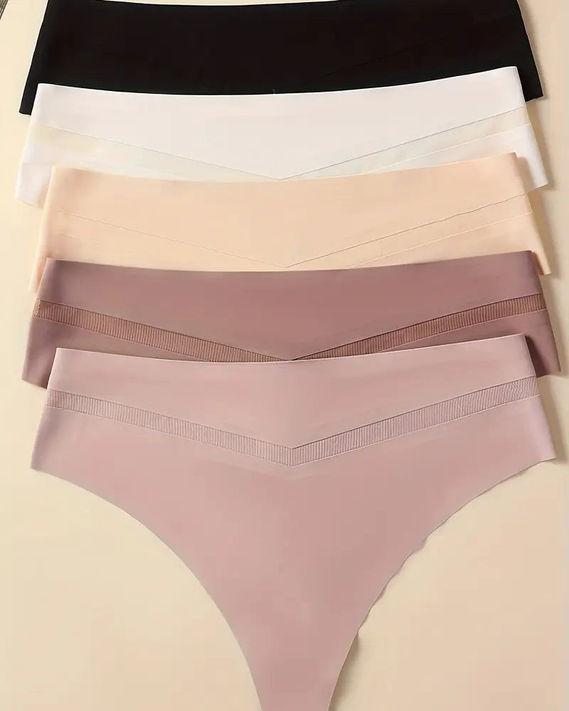 5 units Pack - Seamless Ice Silk Thong – Mid-Rise, Sexy & Minimalist