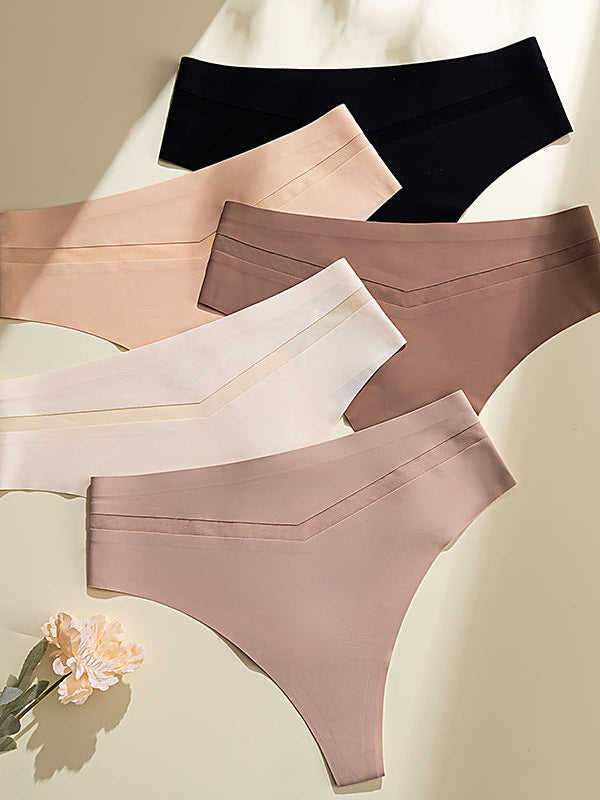 Seamless Ice Silk Thong – Mid-Rise, Sexy & Minimalist